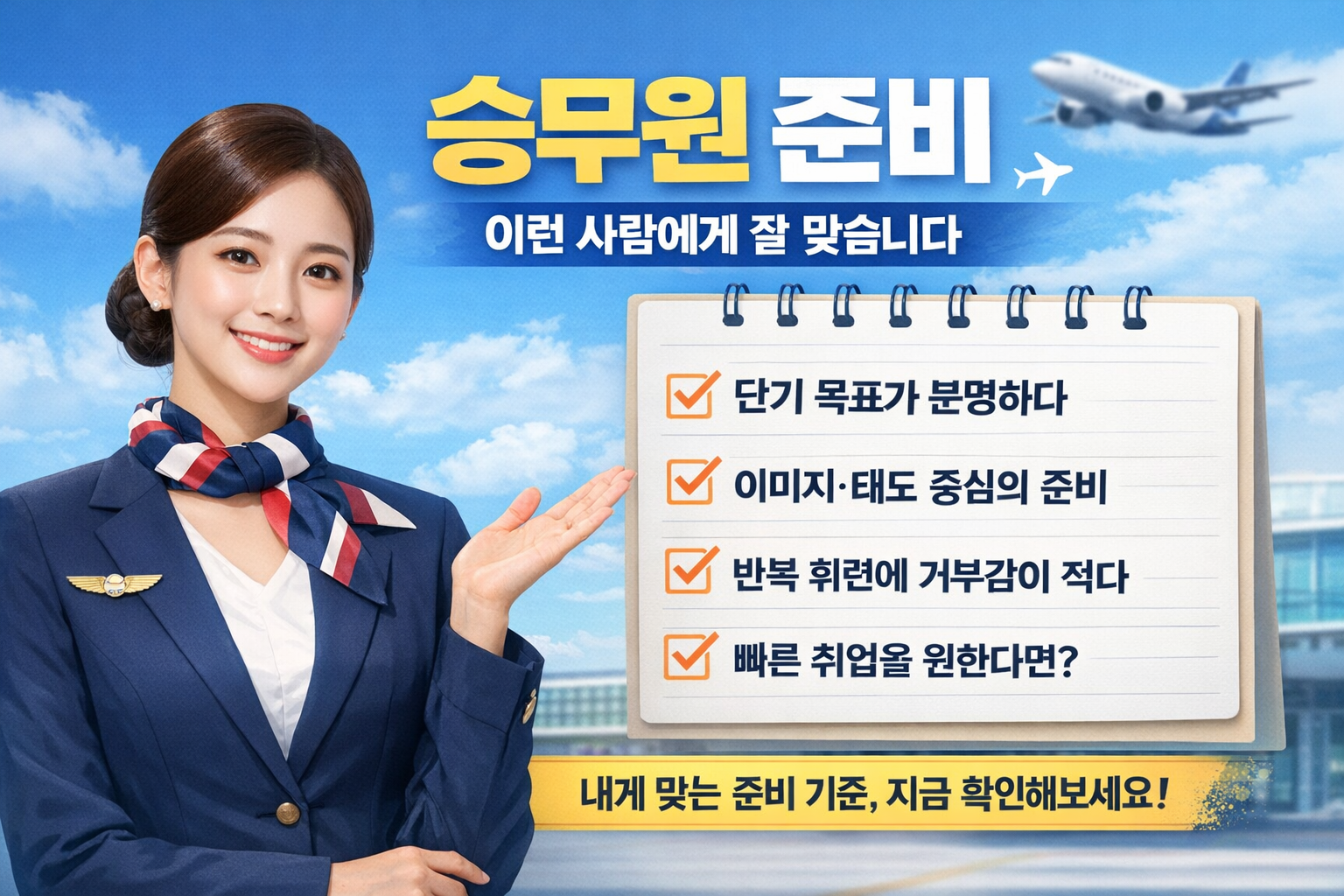 승무원 준비가 잘 맞는 사람의 기준을 체크리스트로 정리한 비교 이미지