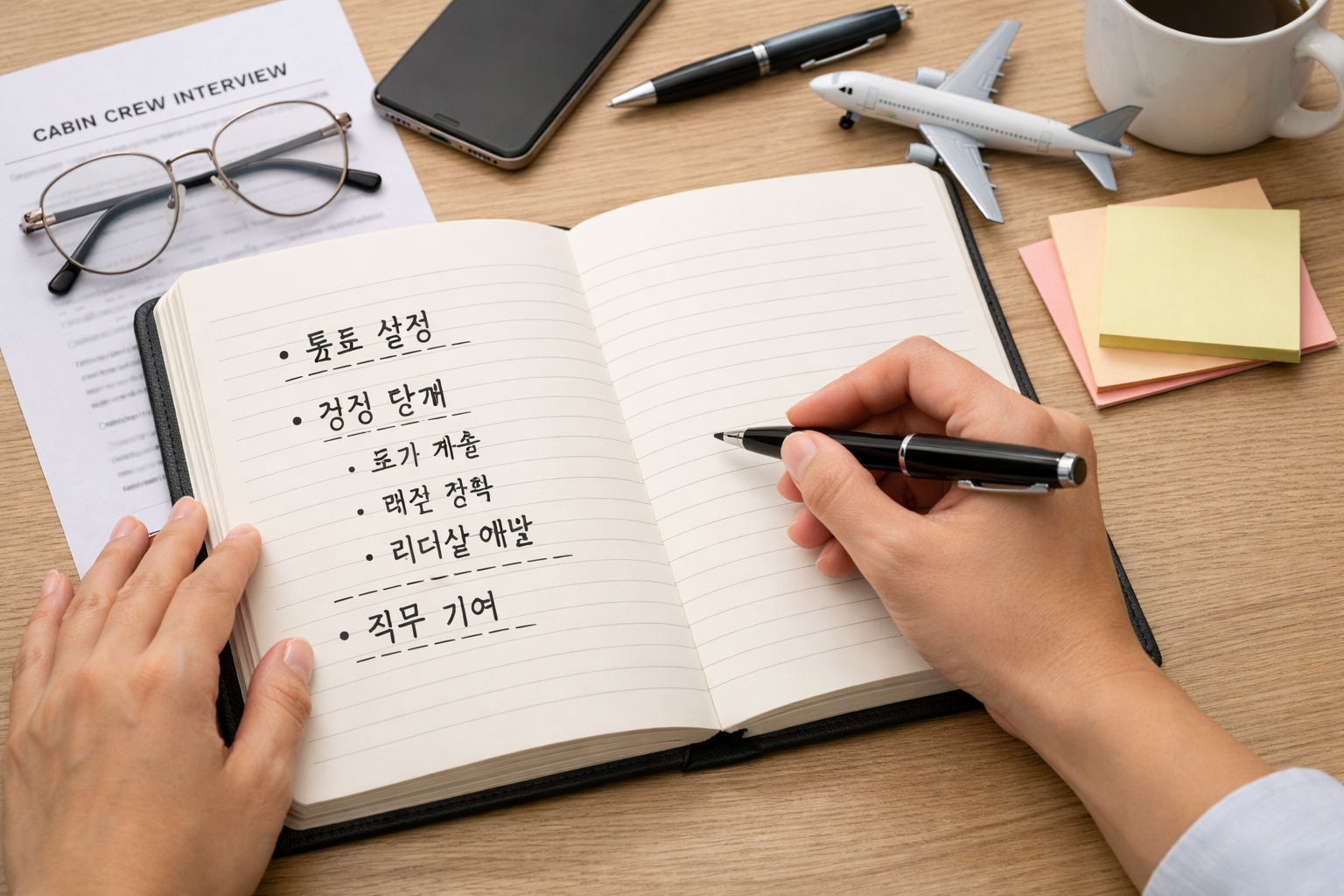 승무원 입사 후 포부 예시 정리 노트 이미지