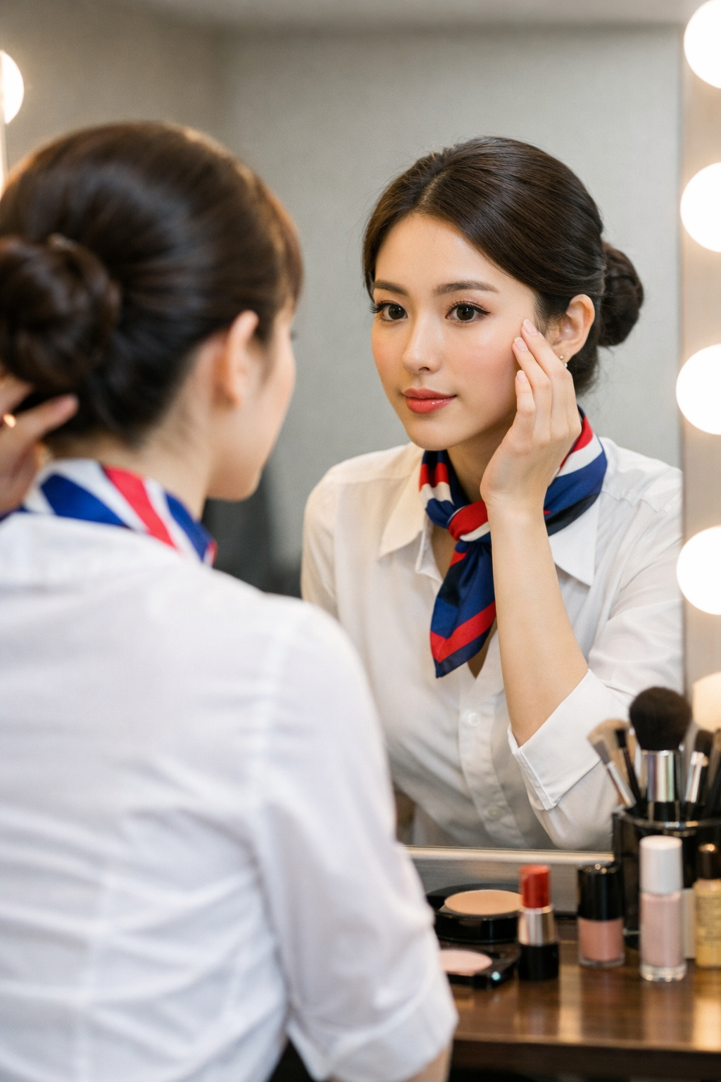 승무원 면접 헤어 메이크업 점검 이미지