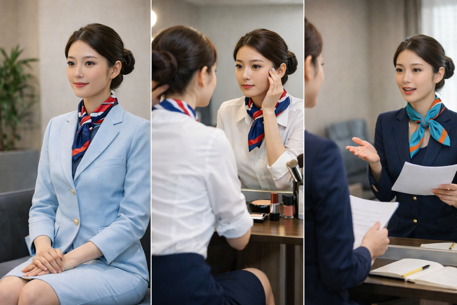승무원 면접 표정 자세 연습 이미지
