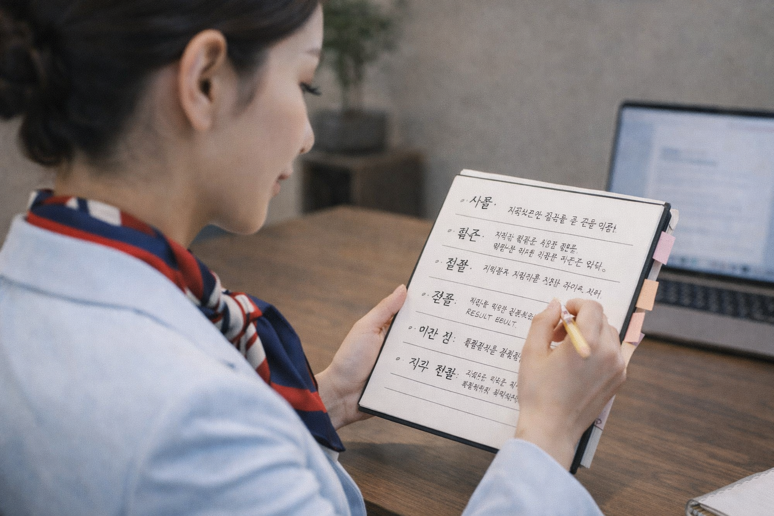 승무원 서비스 경험 답변 구조 정리 이미지